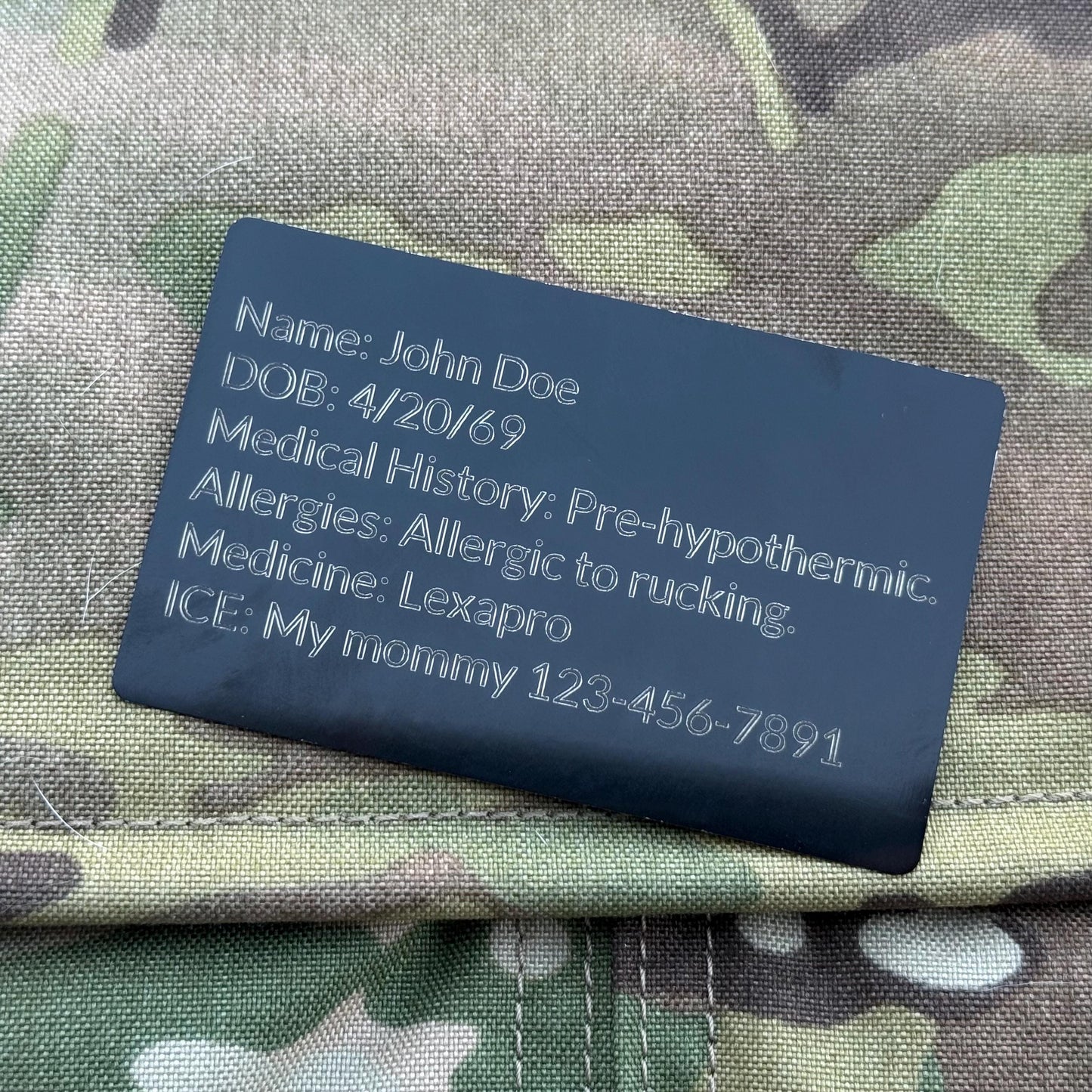 MilSim West Custom Laser Engraved Medical Card